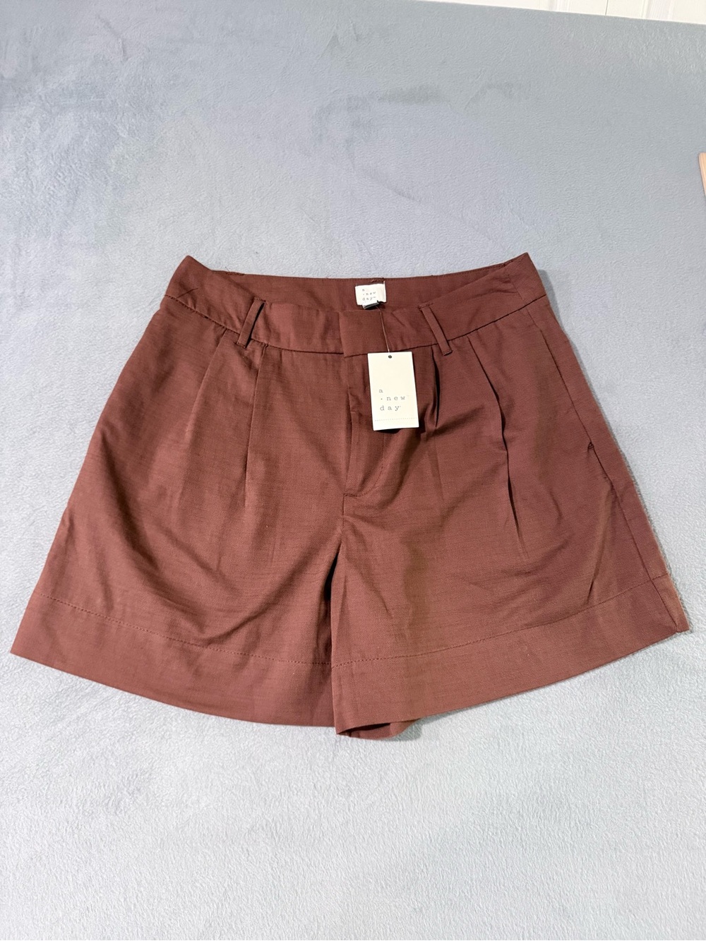 a new day - Women's Brown Pleated Tailored Shorts
